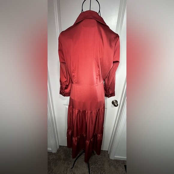 Nina Leonard Tiered Button Front Dress pink Size Small - Picture 4 of 5